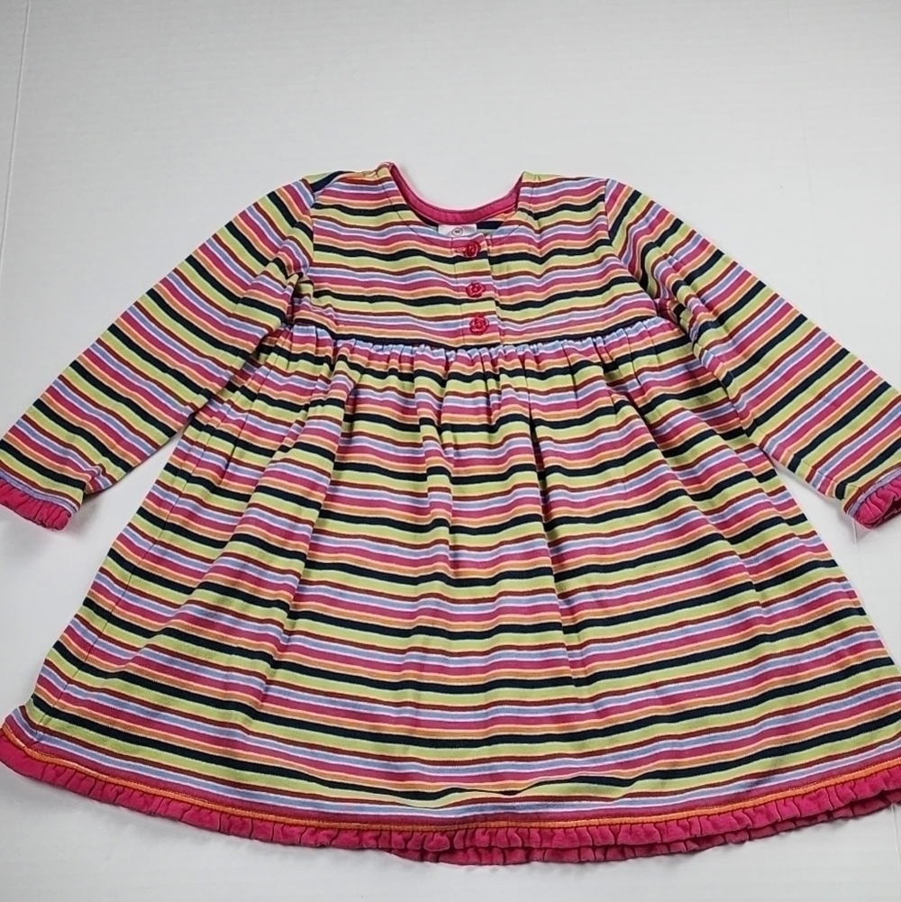 Hanna Andersson dress girl size 90 / 3T long sleeve colorful stripes